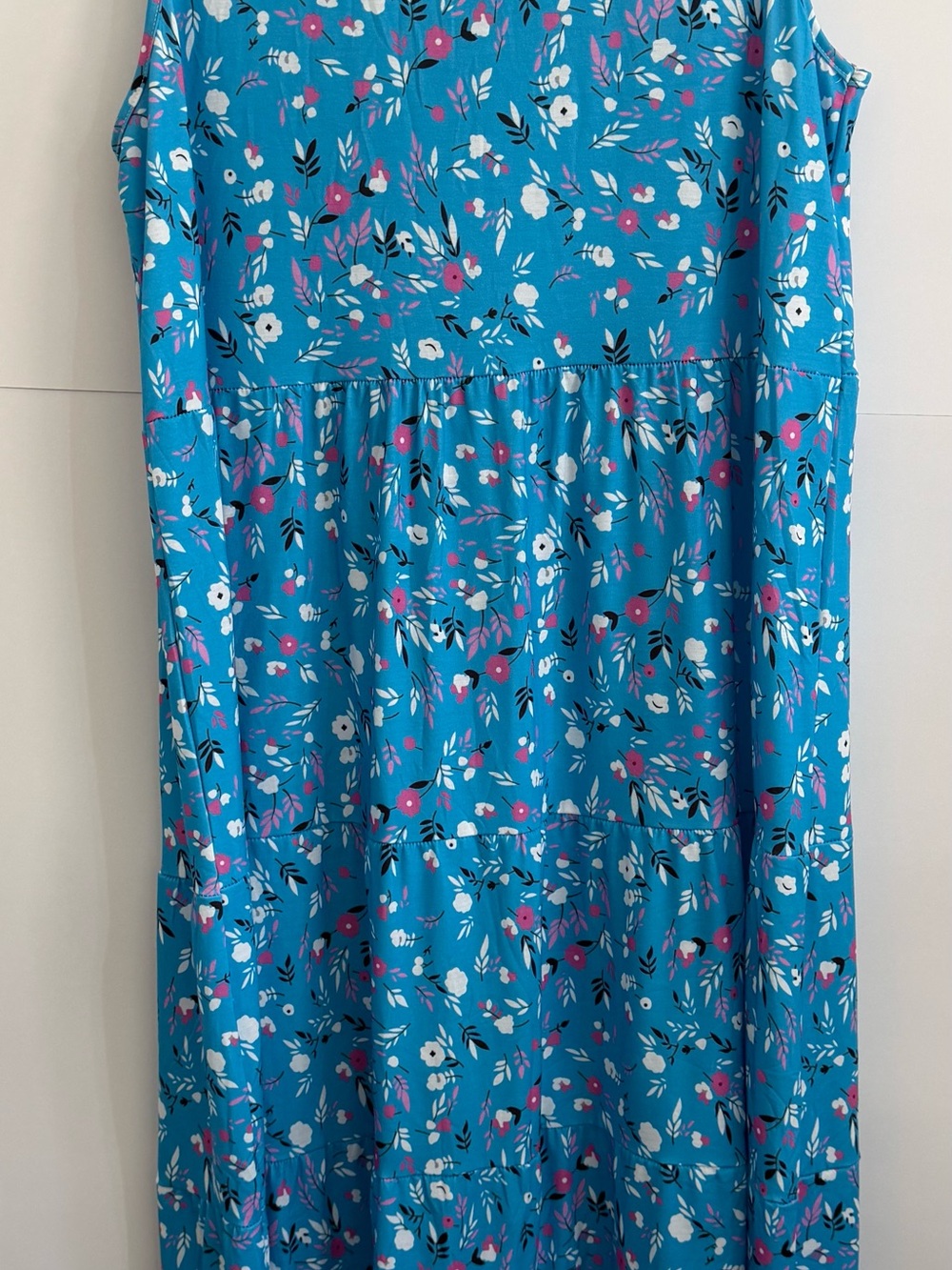 Floral Tiered Maxi Dress in Bright Teal Blue